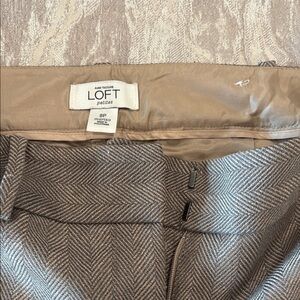 LOFT Gray and Tan Herringbone Trousers